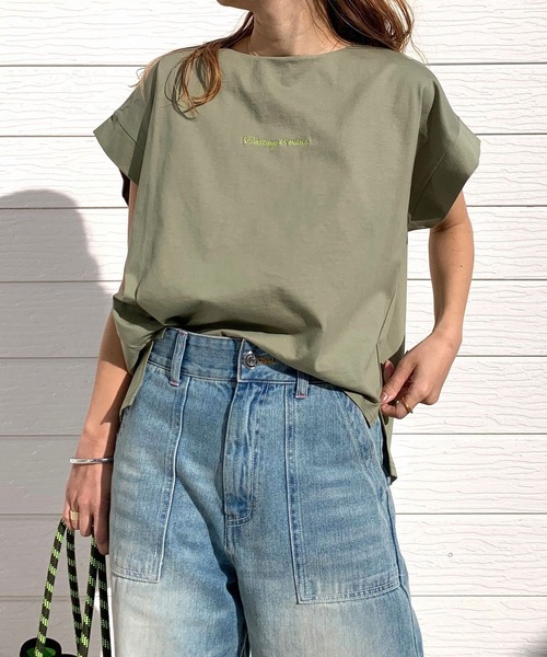 tシャツ バックタックシルケット刺繍T レディース