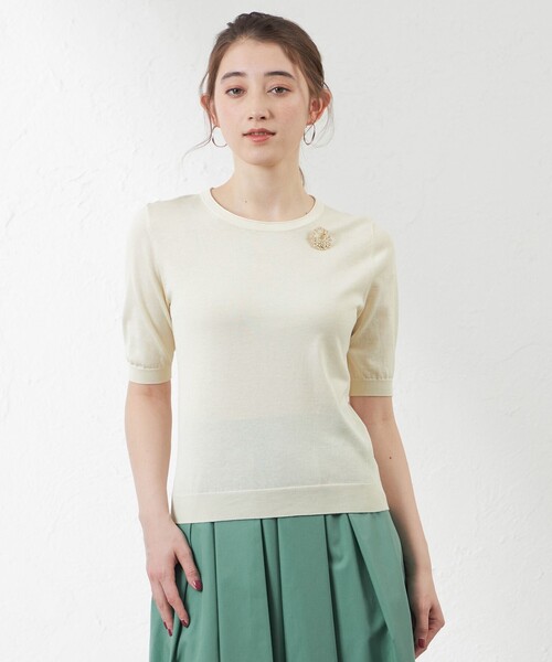 tシャツ コットンシルクプルオーバーニット レディース