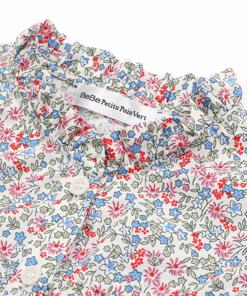 BeBe Petits Pois Vert セットアップ 小花柄フリルブラウス+