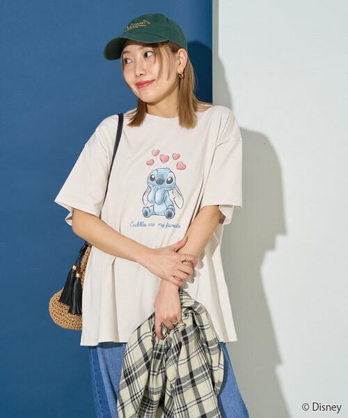 tシャツ スティッチデザインプリントTee レディース Disney スティッチ / プリント刺繍Tシャツ レディース