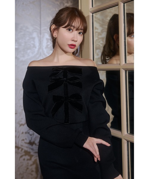 Her lip to 「Her to」 ニットワンピース M ブラック レディース