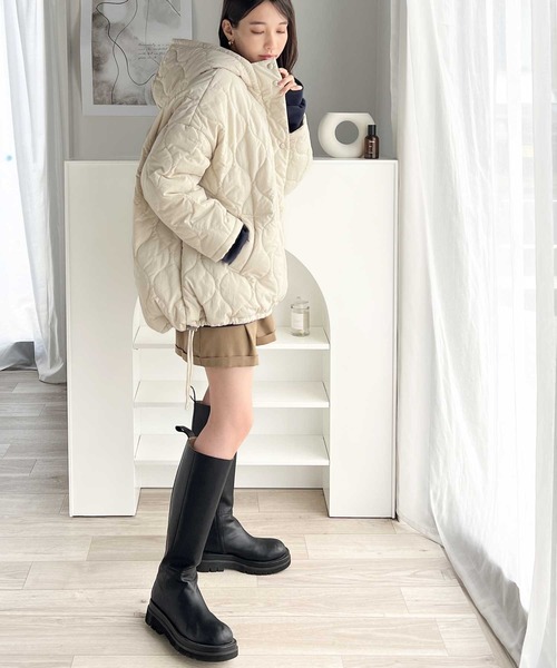 「Java」 キルティングブルゾン LARGE カーキ レディース_画像2