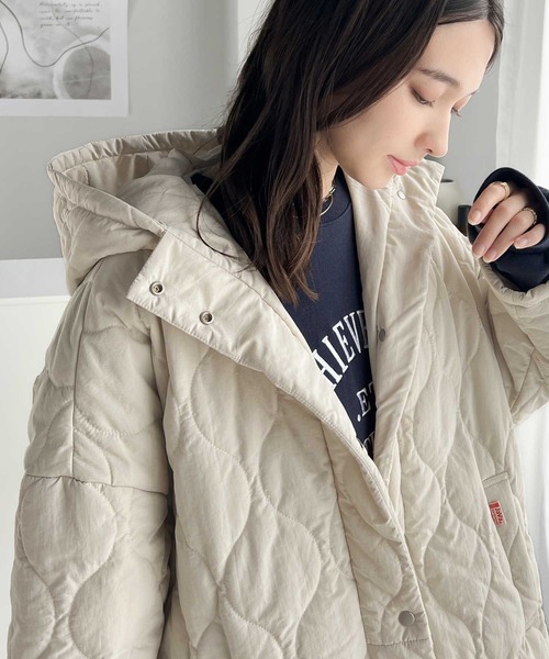 「Java」 キルティングブルゾン LARGE カーキ レディース_画像3