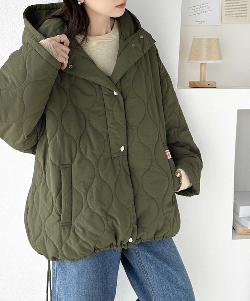 「Java」 キルティングブルゾン LARGE カーキ レディース_画像7