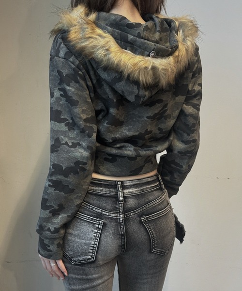 カモフラージュダブルジップパーカー ポケZIPショート丈ZIPパーカー | VOLCAN&APHRODITE