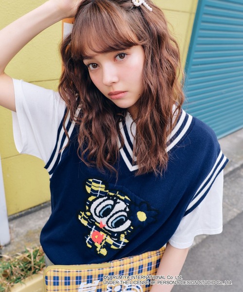 FOREVER21 ベスト ジレ 「ANGEL BLUE」ジャガードベスト