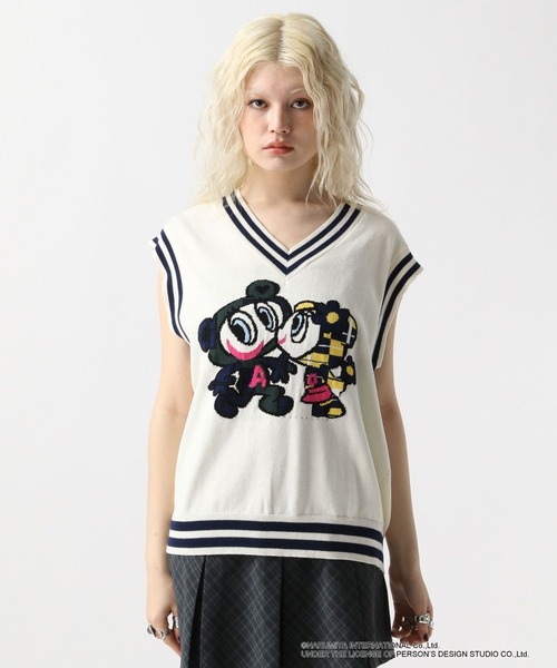 FOREVER21 ベスト ジレ 「ANGEL BLUE」ジャガードベスト