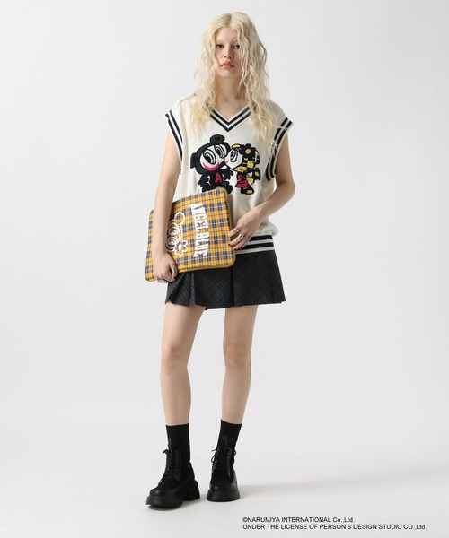ベスト ジレ ロゴジャガードベスト レディース FOREVER21 ベスト ジレ 「ANGEL BLUE」ジャガードベスト