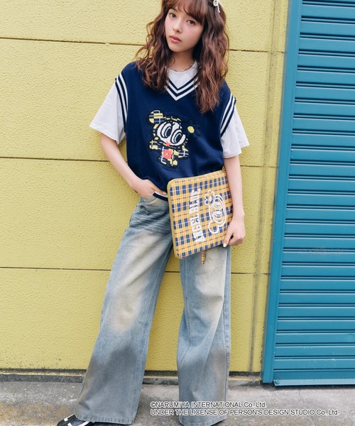 ベスト ジレ ロゴジャガードベスト レディース FOREVER21 ベスト ジレ 「ANGEL BLUE」ジャガードベスト
