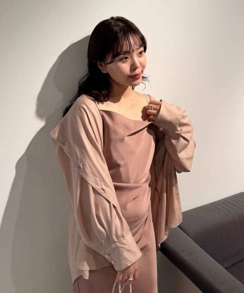 新品 FRAY I.D  サテンカシュブラウス FRAY I.D ブラウス シャツ ウォッシャブルクールサテンシャツ