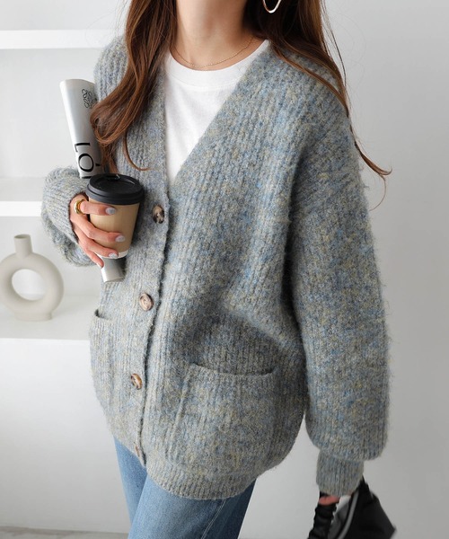 「andme」 「alma design」ニットカーディガン M グレー レディース_画像7