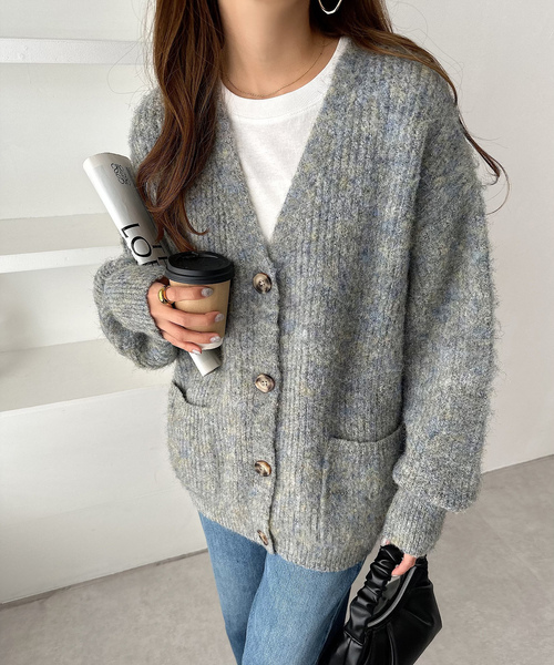 「andme」 「alma design」ニットカーディガン M グレー レディース_画像8