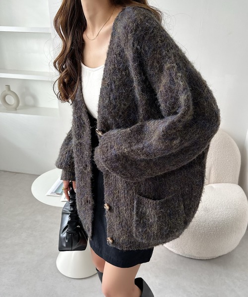 「andme」 「alma design」ニットカーディガン M グレー レディース_画像9