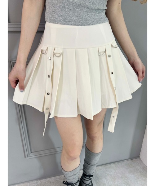 pGG プリーツスカート S ホワイト値下げ 25SS】WOMEN アシンメトリープリーツスカート ホワイト