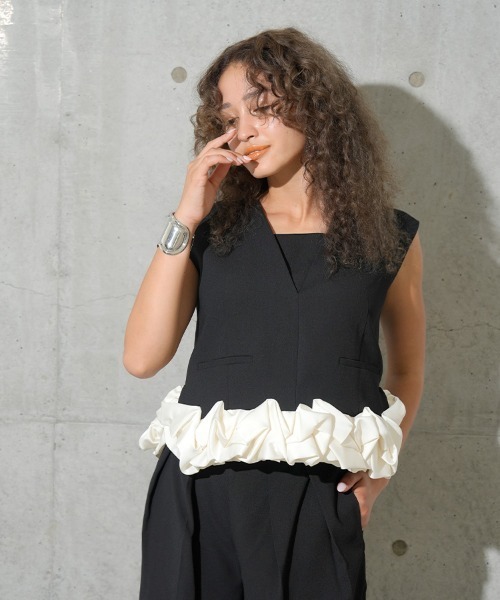 ANDRESD セットアップ ANDRESD ドレス back sheer gilet setup dress / バックシアー