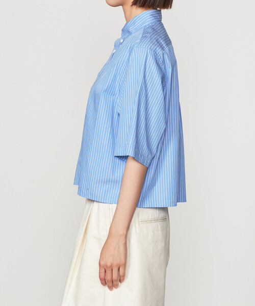 ブラウス シャツ Gymphlex | ショート ボタンダウン半袖シャツ  STRIPE WOMEN レディース GYMPHLEX ブラウス シャツ Gymphlex | ショート ボタンダウン