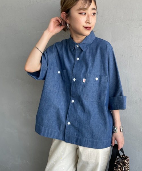 Danton 「DANTON」 半袖シャツ 38 ブルー レディース : ZOZOTOWN