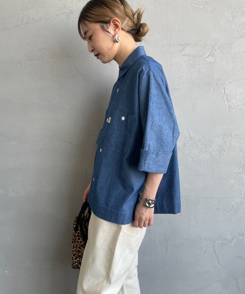 Danton 「DANTON」 半袖シャツ 38 ブルー レディース : ZOZOTOWN