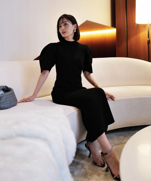 anuans」 半袖ワンピース SMALL ブラック レディース anuans 「anuans