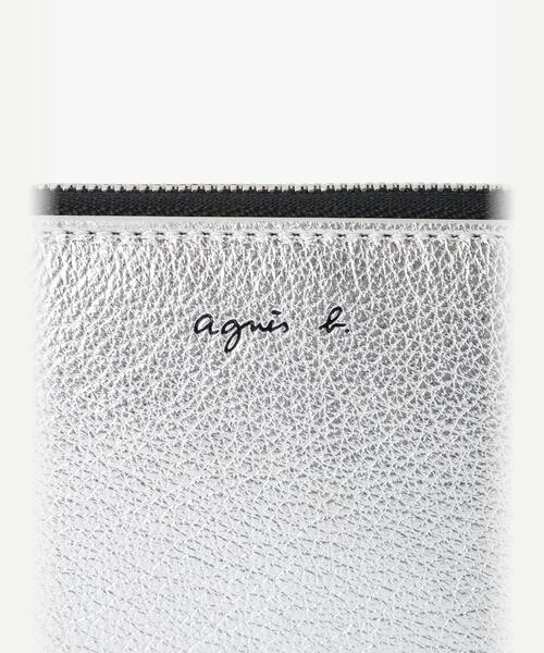 agnes b. シルバーロゴ　エンボス加工　本革　二つ折り財布 agnes b. 「agnes b.」 財布 FREE シルバー レディース