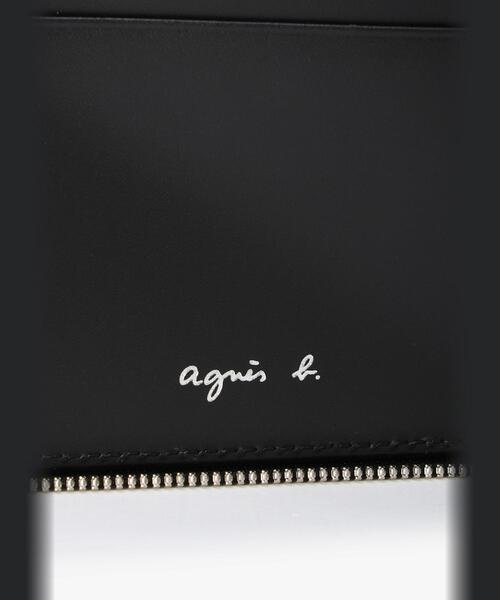 agnes b. シルバーロゴ　エンボス加工　本革　二つ折り財布 agnes b. 「agnes b.」 財布 FREE シルバー レディース