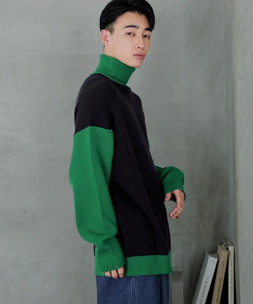 「LOWRYS FARM」 タートルネックニット LARGE グレー メンズ_画像5