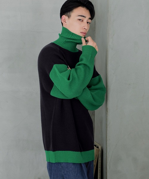 「LOWRYS FARM」 タートルネックニット LARGE グレー メンズ_画像9