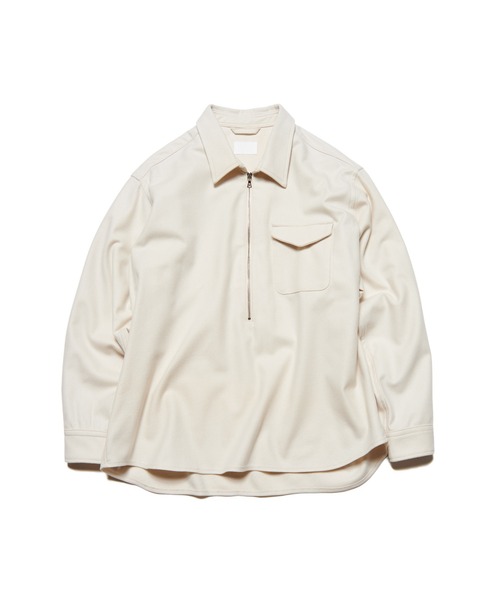 SOPHNET.（ソフネット） シャツ LIGHT MELTON WOOL HALF-ZIP SHIRT