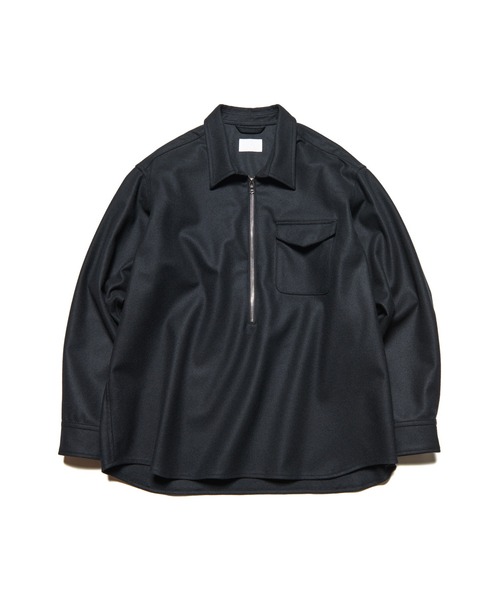 SOPHNET.（ソフネット） シャツ LIGHT MELTON WOOL HALF-ZIP SHIRT