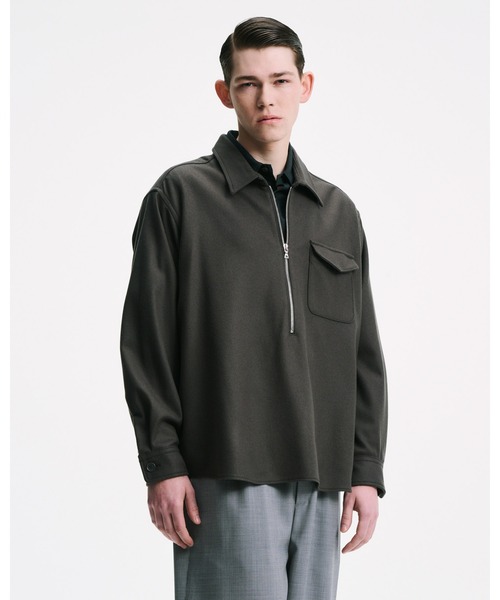 SOPHNET.（ソフネット） シャツ LIGHT MELTON WOOL HALF-ZIP SHIRT