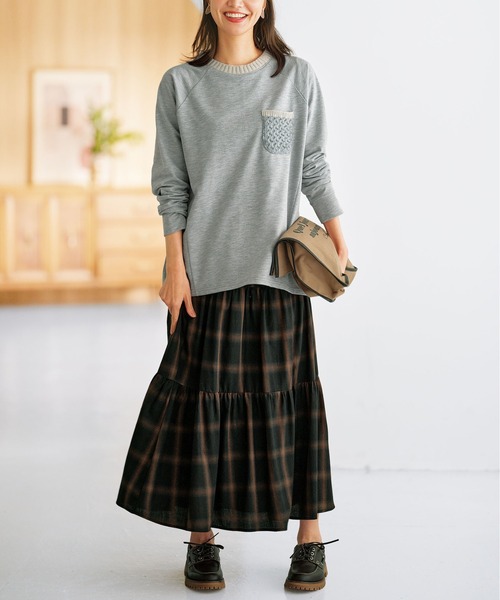 BELLUNA PLUS（ベルーナプラス） スカート 綿100％チェック柄