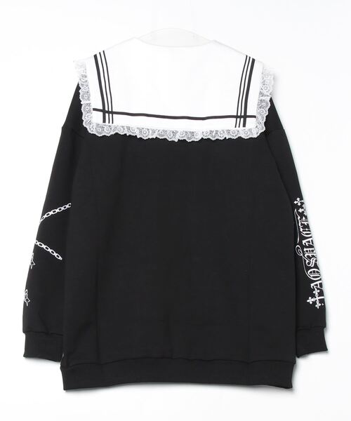 パーカー A'GEM/9 × .kom「AOSPACE」ゴシックセーラーオーバーサイズジップパーカー レディース メンズの画像