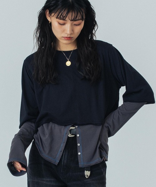 tシャツ (CREOLME)LAYERED L/S TOP レディース