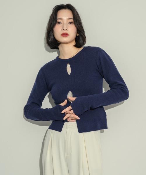 ★レディース　トップス　S ネイビー　新品 楽天市場】【SALE】ニットトップス ニット セーター レディース