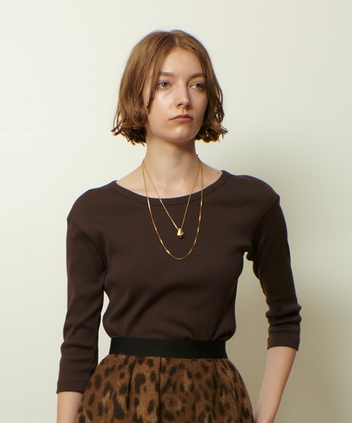 tシャツ テレコ3/4スリーブボートネックプルオーバー レディース | allureville | 13