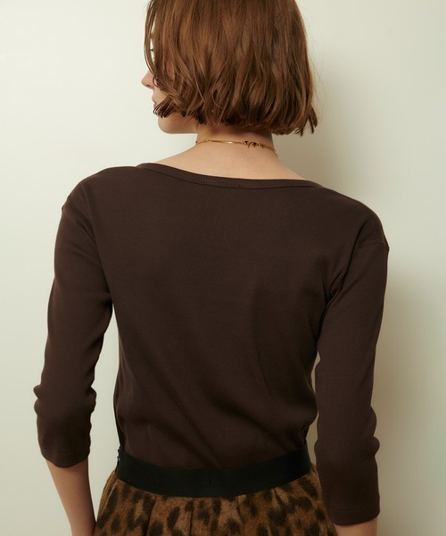 tシャツ テレコ3/4スリーブボートネックプルオーバー レディース | allureville | 15