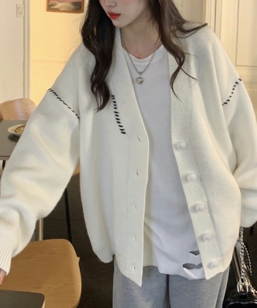 SEEALL ホワイト カーディガン(新品、未使用) SEEALL＞NORA CARDIGAN MELANGE/メランジ カーディガン