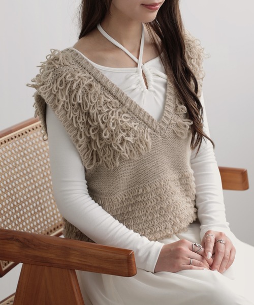 ベスト ジレ Vネックループニットベスト レディース : ZOZOTOWN Yahoo