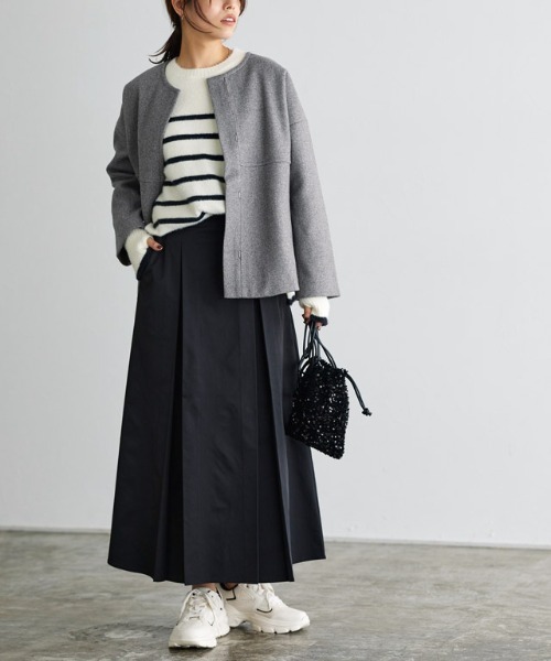 「Pierrot」 ノーカラーコート M 杢グレー レディース_画像7