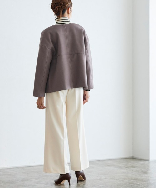 「Pierrot」 ノーカラーコート M 杢グレー レディース_画像8