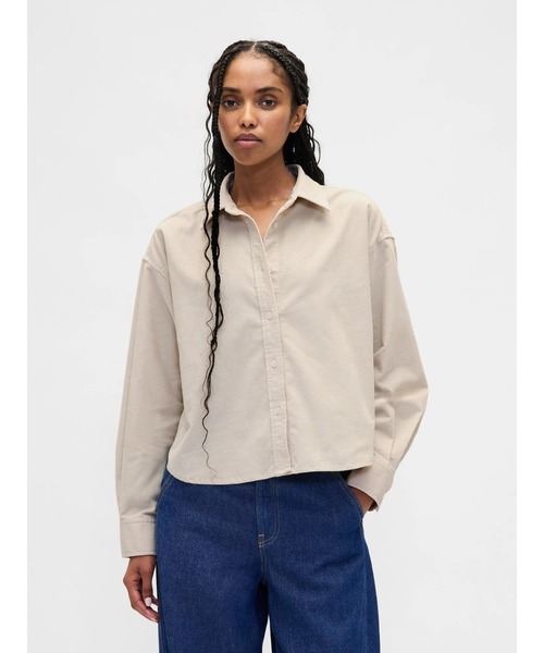 50s コーデュロイシャツ クロップド ジップ ピンク GAP（ギャップ） ブラウス シャツ コーデュロイ ストレートヘム