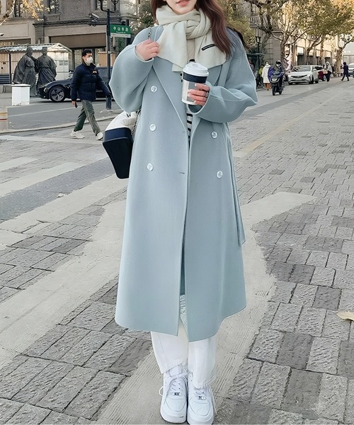 コート チェスターコート ウエストマークダブルブレストチェスター