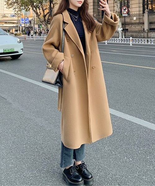 コート チェスターコート ウエストマークダブルブレストチェスター