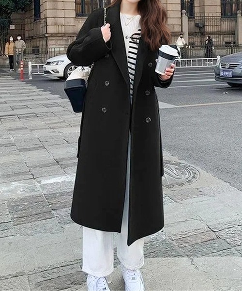 コート チェスターコート ウエストマークダブルブレストチェスター