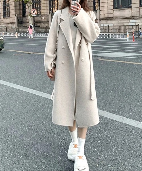 コート チェスターコート ウエストマークダブルブレストチェスター