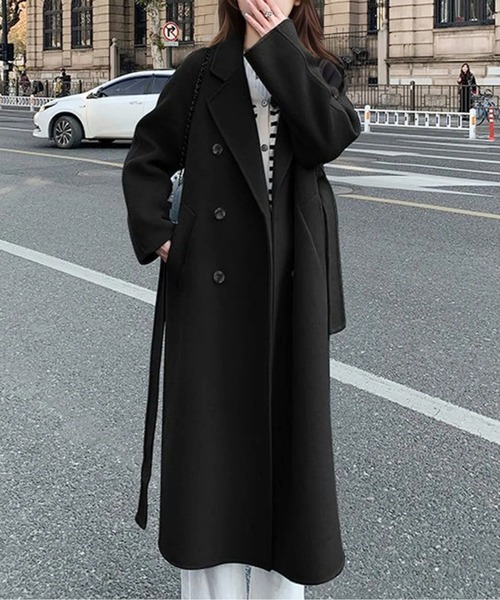 コート チェスターコート ウエストマークダブルブレストチェスター