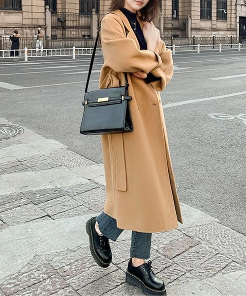 コート チェスターコート ウエストマークダブルブレストチェスター