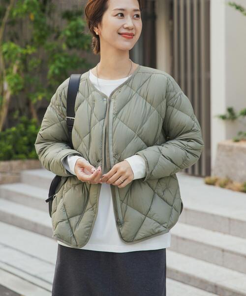 ライトカーキ　キルティング ダウンジャケット 楽天市場】キルティング ダウン（カラーカーキグリーン）（レディース