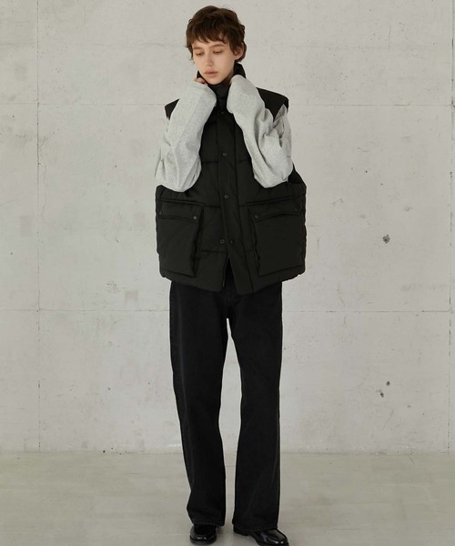 LA PEAU DE GEM ボンバーベスト　ブラック la peau de gem（ラポドゥジェム） ダウンベスト ベスト 「LA PEAU DE