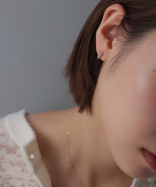 Lilas ピアス beansパヴェダイヤフープピアス K18（両耳） レディース